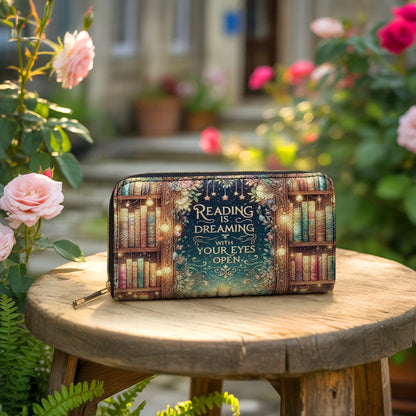 Shineful Leather Clutch Purse With Wristlet Strap Handle Midnight Reader