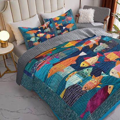Shineful All Season Quilt 3-Piece Set Fish Frenzy