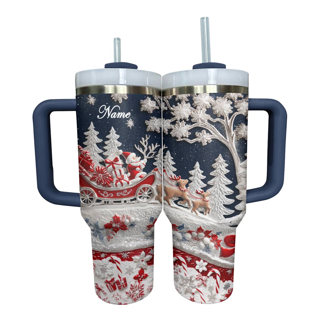 Shineful Glossy Personalized Tumbler Delightful Santa