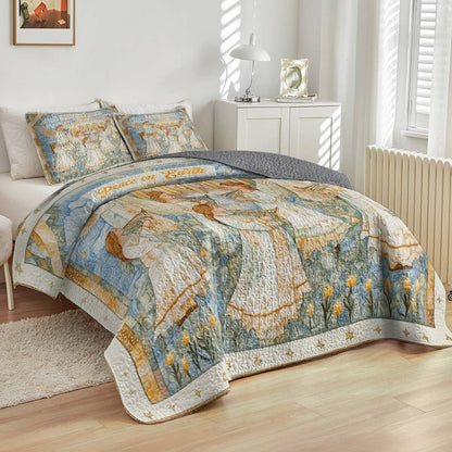 Shineful All Season Quilt 3-Piece Set - Peace On Earth Angel Choir