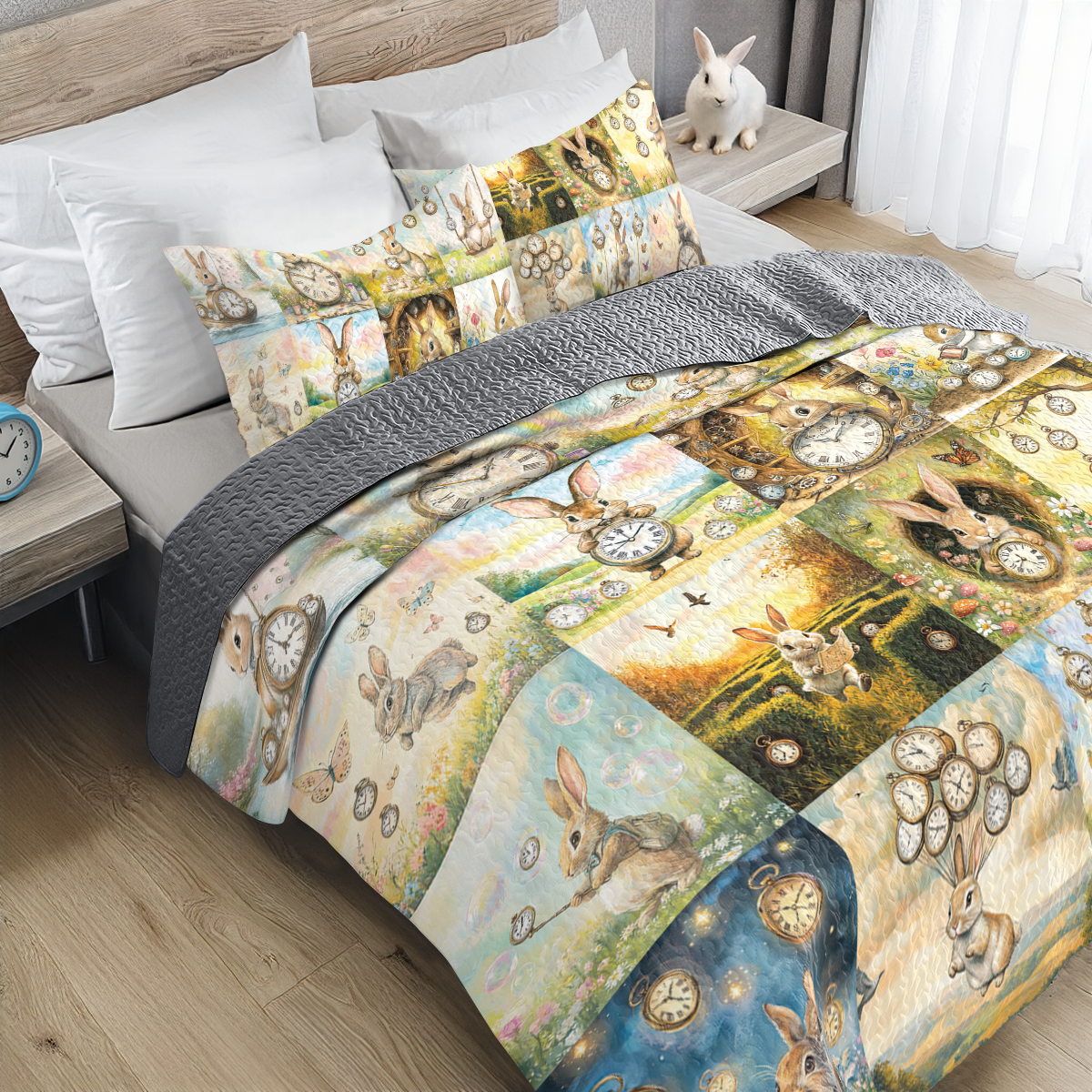 Shineful All Season Quilt 3-Piece Set Time Hoppers Rabbit