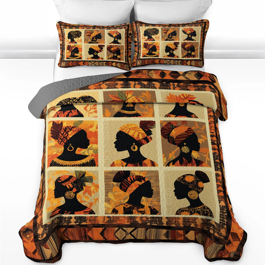 Shineful All Season Quilt 3-Piece Set - Black Women Grace