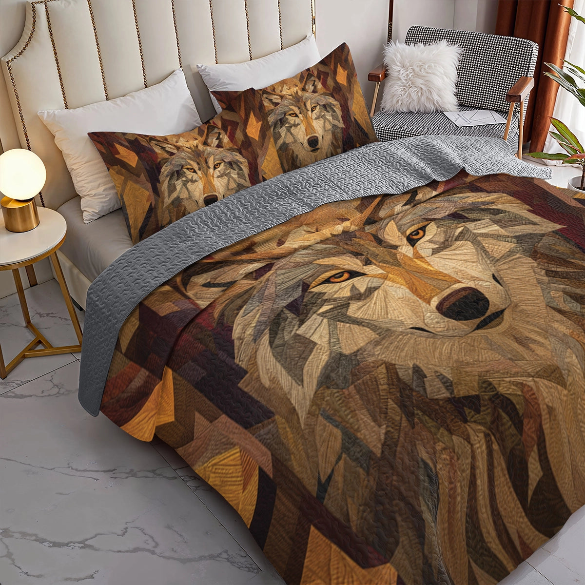 Shineful All Season Quilt 3-Piece Set Spirit Wolf