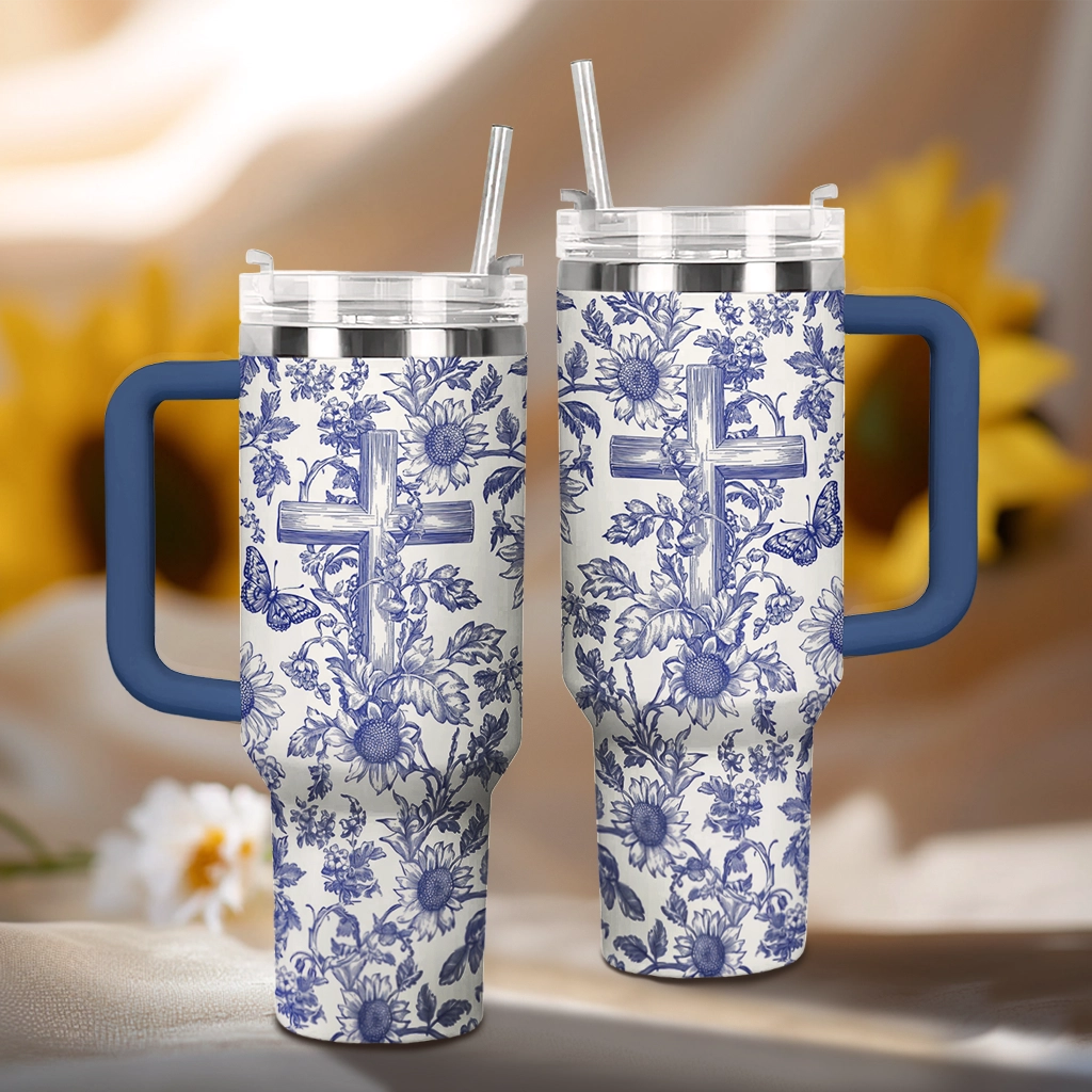 Shineful Tumbler Sunflower & Cross Blessing