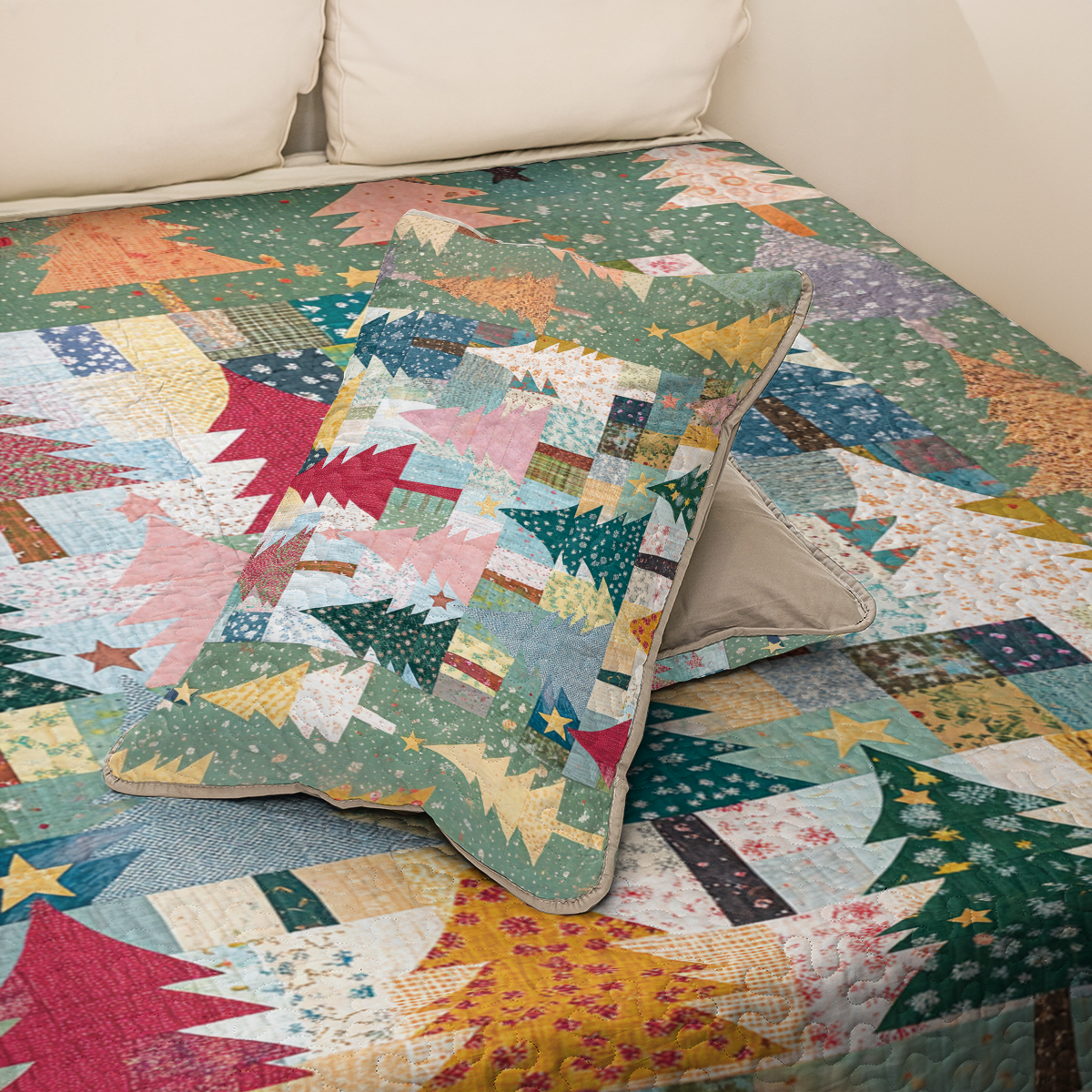 Shineful All Season Quilt 3-Piece Set Patchwork Christmas Tree