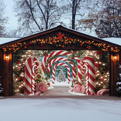 Shineful Garage Door Banner Decoration Christmas Candy Cane