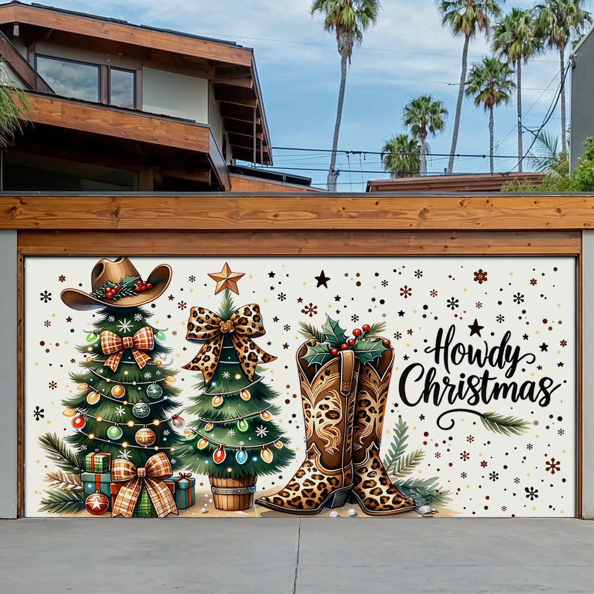 Shineful Garage Door Banner Decoration Howdy Christmas