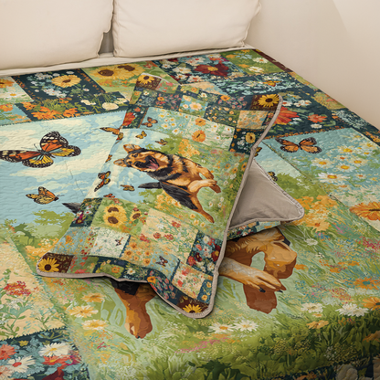Shineful All Season Quilt 3-Piece Set Butterfly Chase German Shepherd