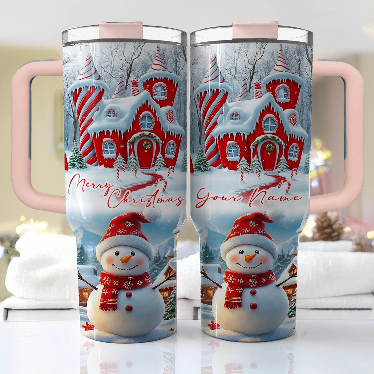 Shineful Glossy Tumbler Personalized Christmas Snowman's Sweet Retreat