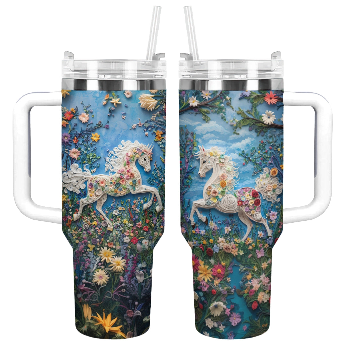Shineful Glossy Tumbler Whimsical Horse Blossom