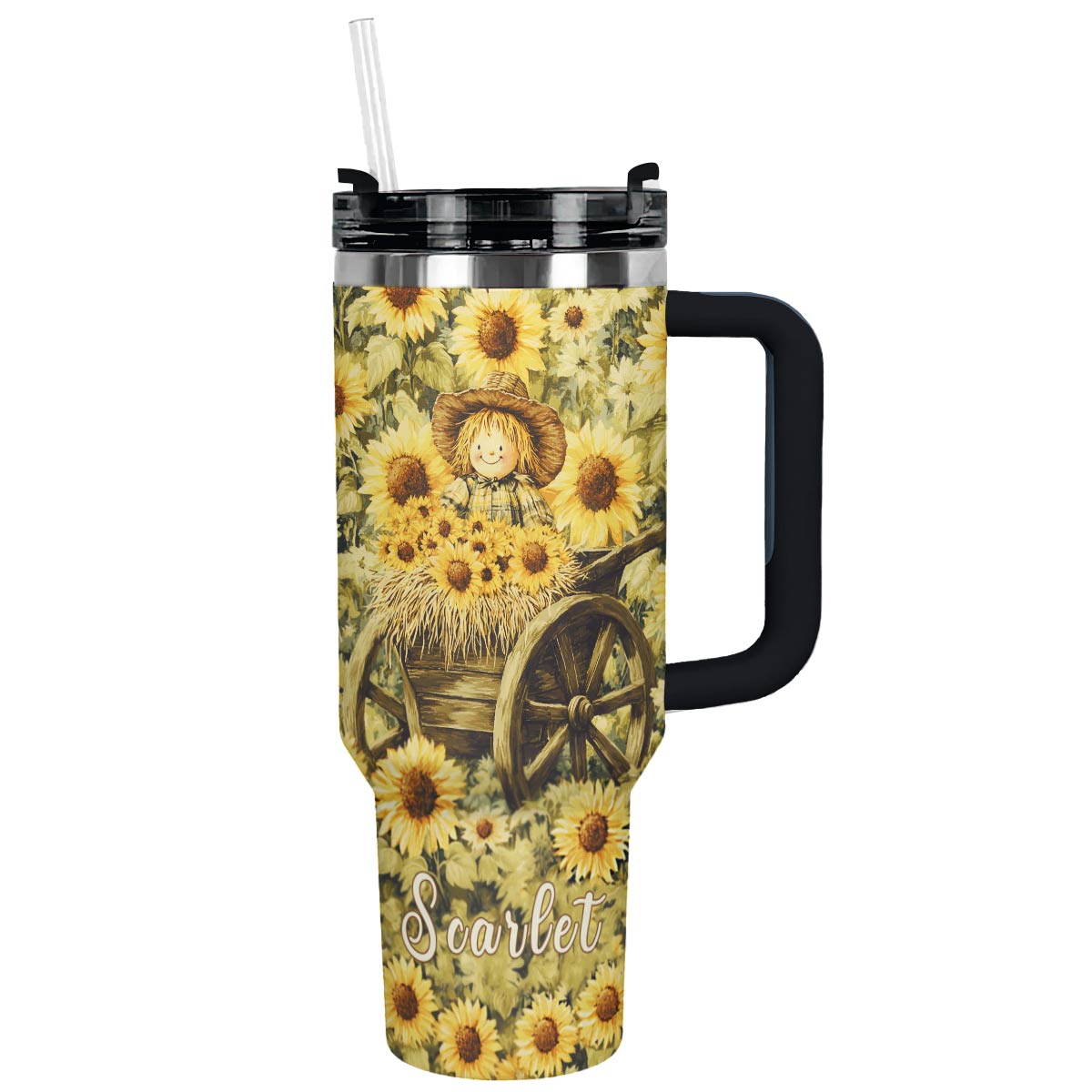 Shineful Tumbler Personalized Scarecrow Sunflower