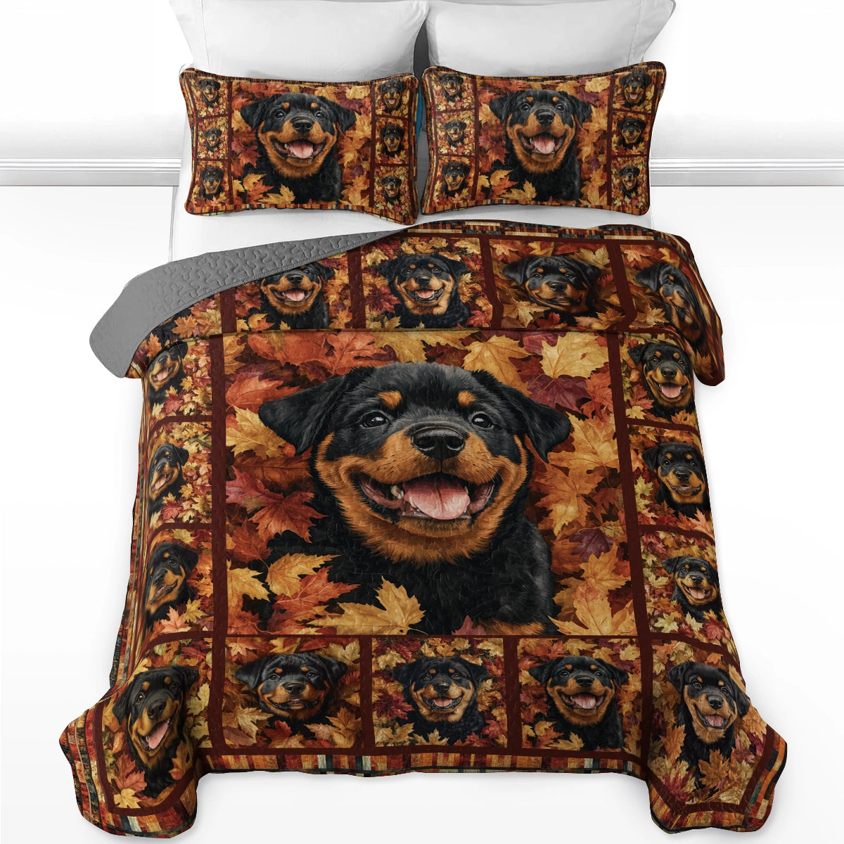 Shineful All Season Quilt 3-Piece Set - Rottweiler's Harvest Hues