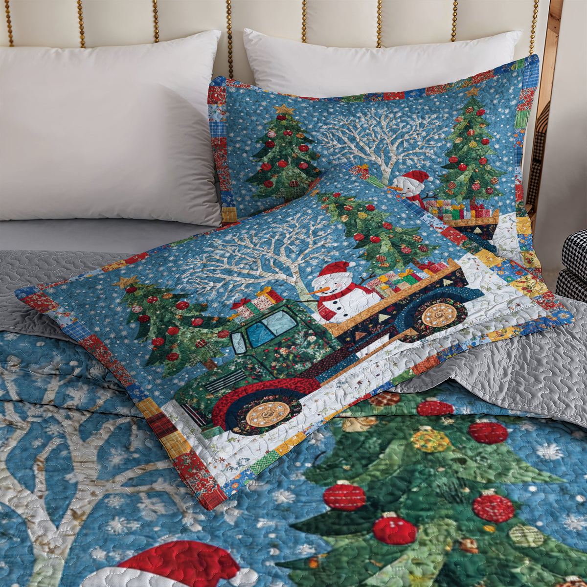 Shineful All Season Quilt 3-Piece Set Vintage Truck Holiday