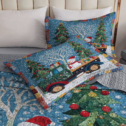 Shineful All Season Quilt 3-Piece Set Vintage Truck Holiday