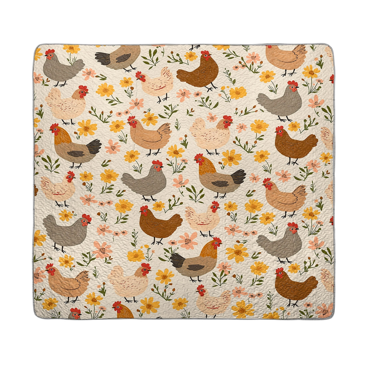Shineful All Season Quilt 3-Piece Set - Chicken Floral Cluckin' Cozy