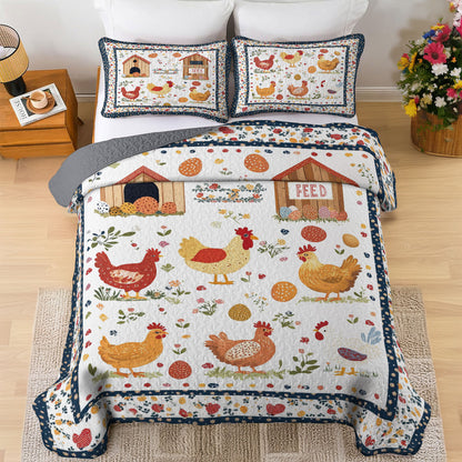 Shineful All Season Quilt 3-Piece Set Feed Egg Chicken