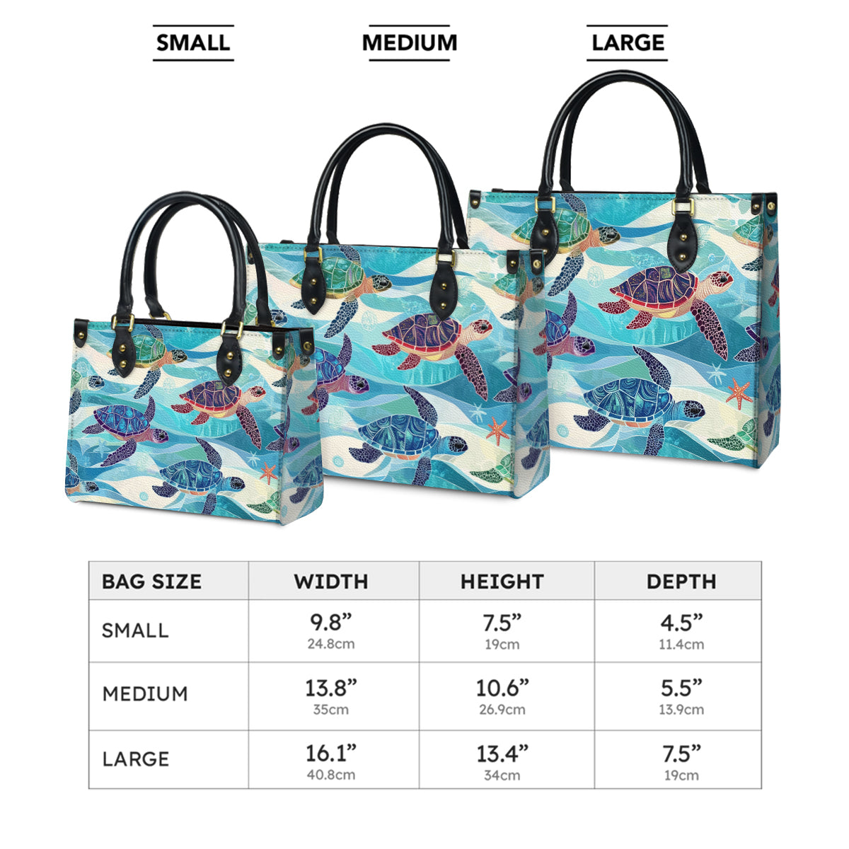 Shineful Leather Bag Oceanic Turtle