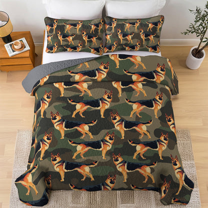 Shineful All Season Quilt 3-Piece Set German Shepherd Camou