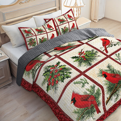 Shineful All Season Quilt 3-Piece Set Cardinal Christmas