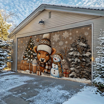 Shineful Garage Door Banner Decoration Cozy Cow Winter Wonderland Edition