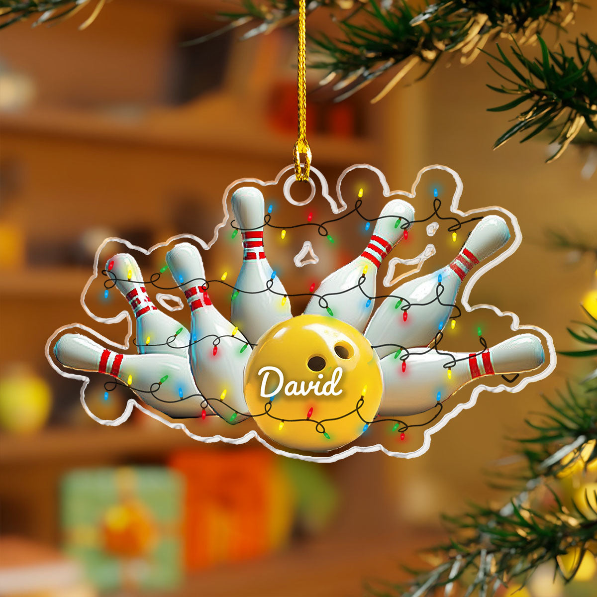 Shineful 2D Acrylic Ornament - Personalized Bowling Collection
