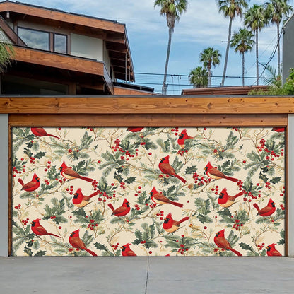 Shineful Garage Door Banner Decoration - Winter Cardinal Harmony