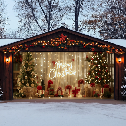 Shineful Garage Door Banner Decoration Golden Holiday Glow