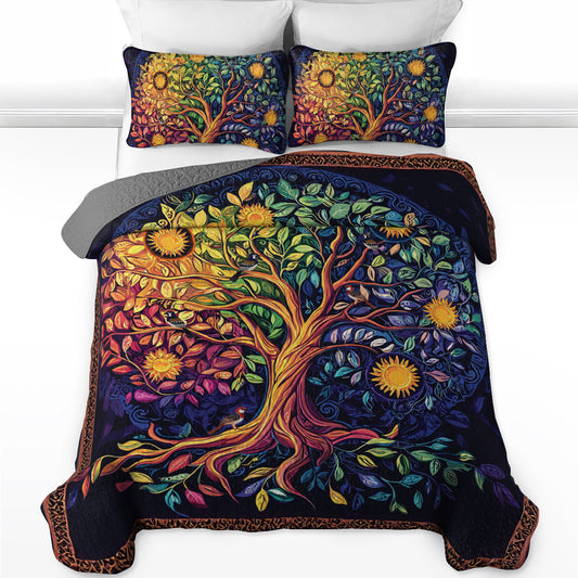 Shineful All Season Quilt 3-Piece Set Colorful Life Tree