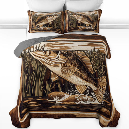 Shineful All Season Quilt 3-Piece Set Gracefulness Bass