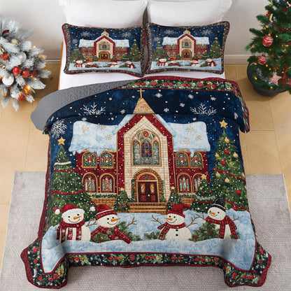 Shineful All Season Quilt 3-Piece Set Christmas Church