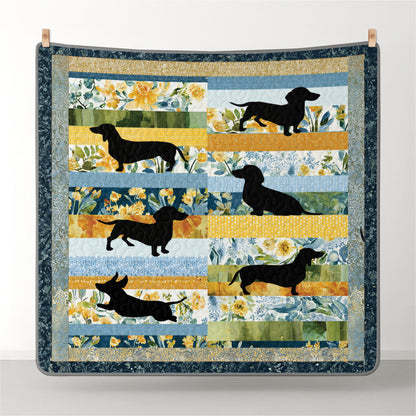 Shineful All Season Quilt 3-Piece Set Dachshund Spring Garden