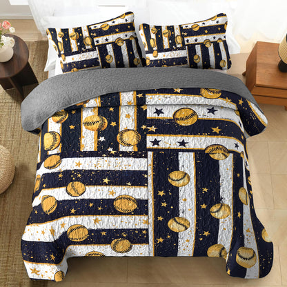 Shineful All Season Quilt 3-Piece Set Softball Dreams