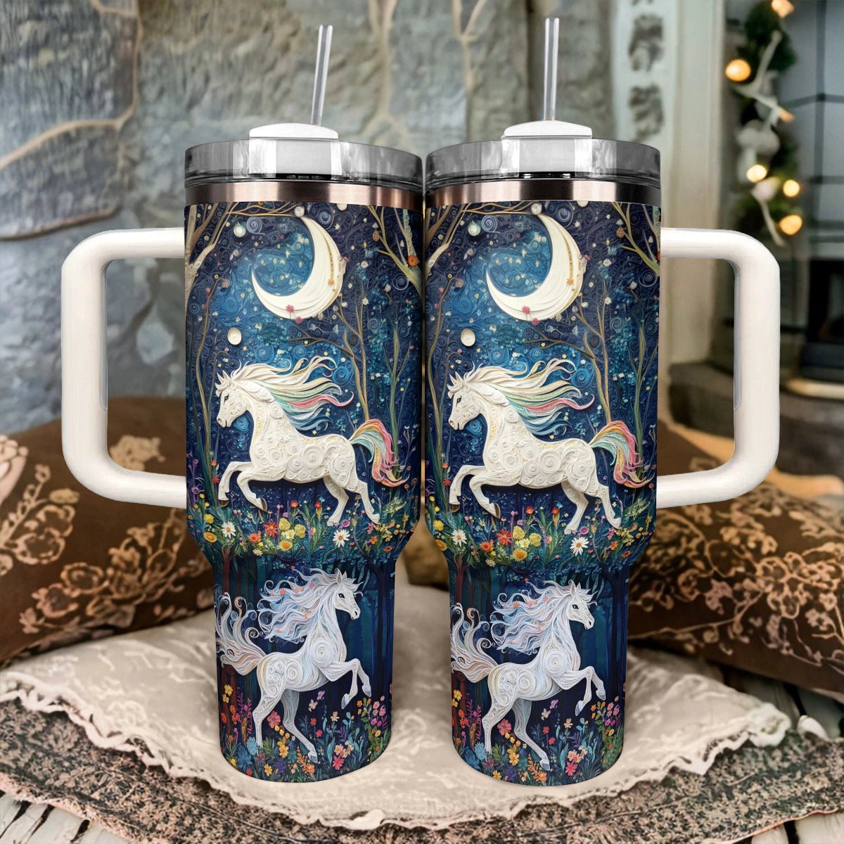 Shineful Glossy Tumbler Moonlit Horse Dreams