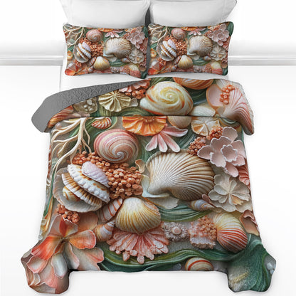 Shineful All Season Quilt 3-Piece Set Seashell Dream