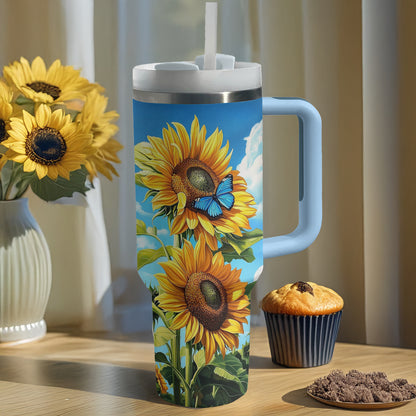 Shineful Tumbler Blue Butterfly Sunflower