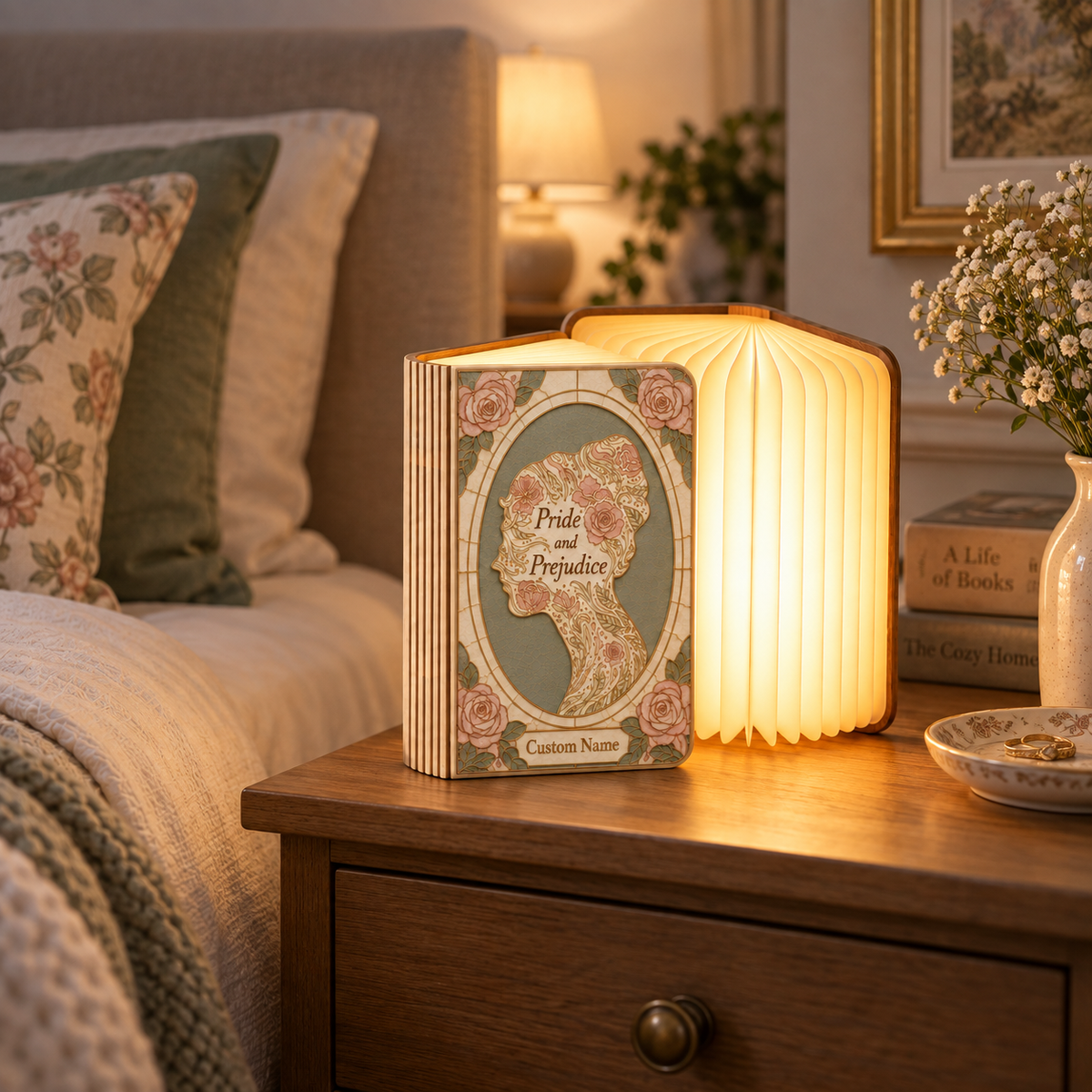 Shineful Price And Prejudice Wooden Book Lamp