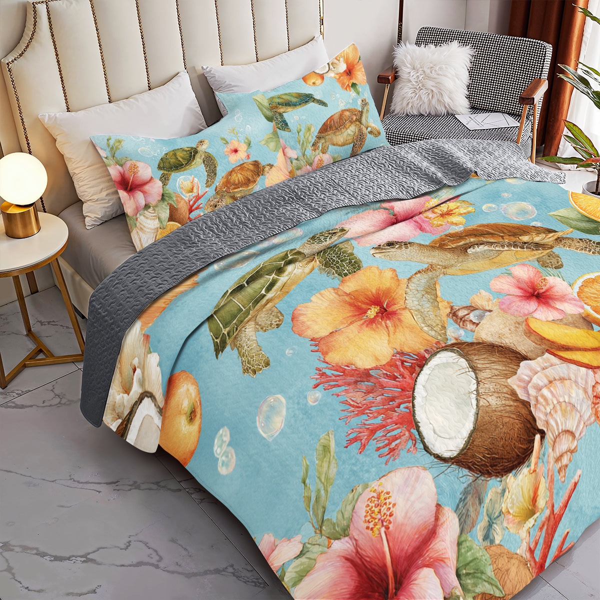 Shineful All Season Quilt 3-Piece Set Coastal Bloom