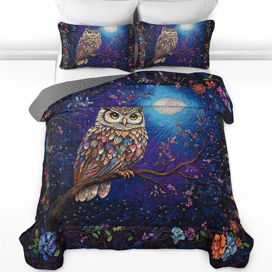 Shineful All Season Quilt 3-Piece Set Enchanted Night Owl