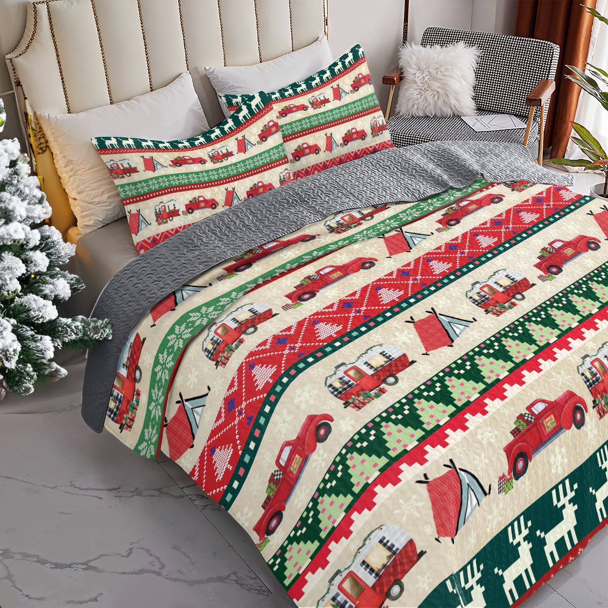 Shineful All Season Quilt 3-Piece Set Camping Christmas