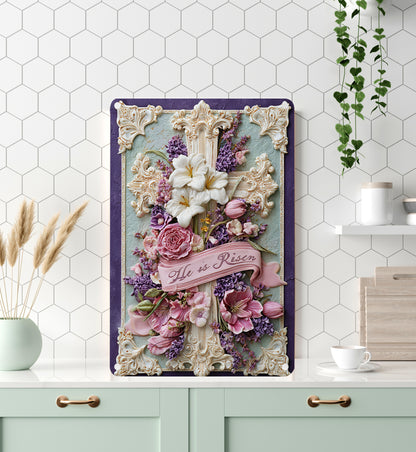 Shineful 2D Metal Sign Vintage Floral Cross
