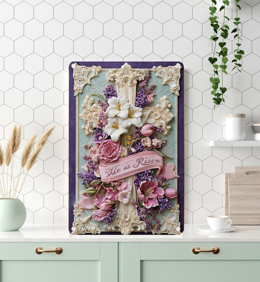 Shineful 2D Metal Sign Vintage Floral Cross