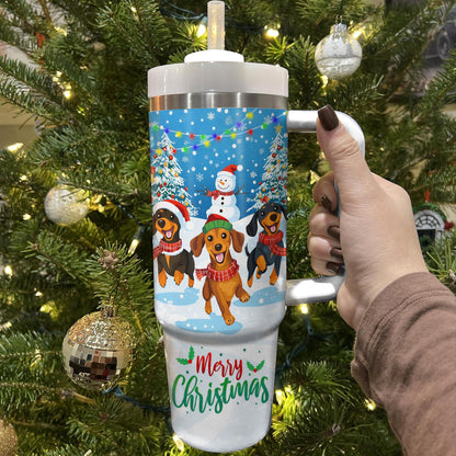 Shineful Tumbler Cheerful Christmas Dachshund