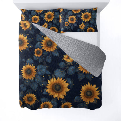 Shineful All Season Quilt 3-Piece Set Sunflower Majesty