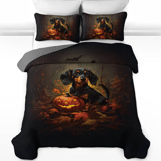 Shineful All Season Quilt 3-Piece Set Spooky Dachshund