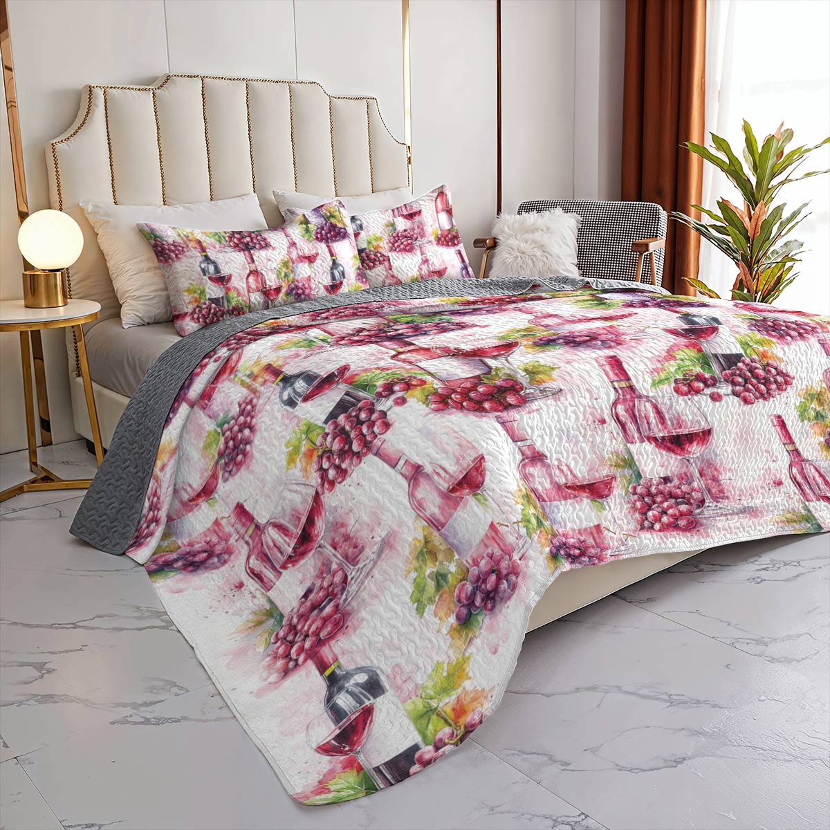 Shineful All Season Quilt 3-Piece Set Grape & Wine Bliss