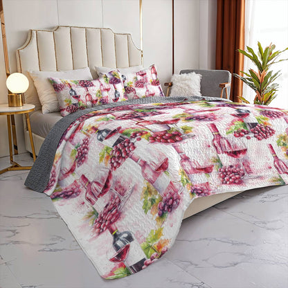 Shineful All Season Quilt 3-Piece Set Grape & Wine Bliss