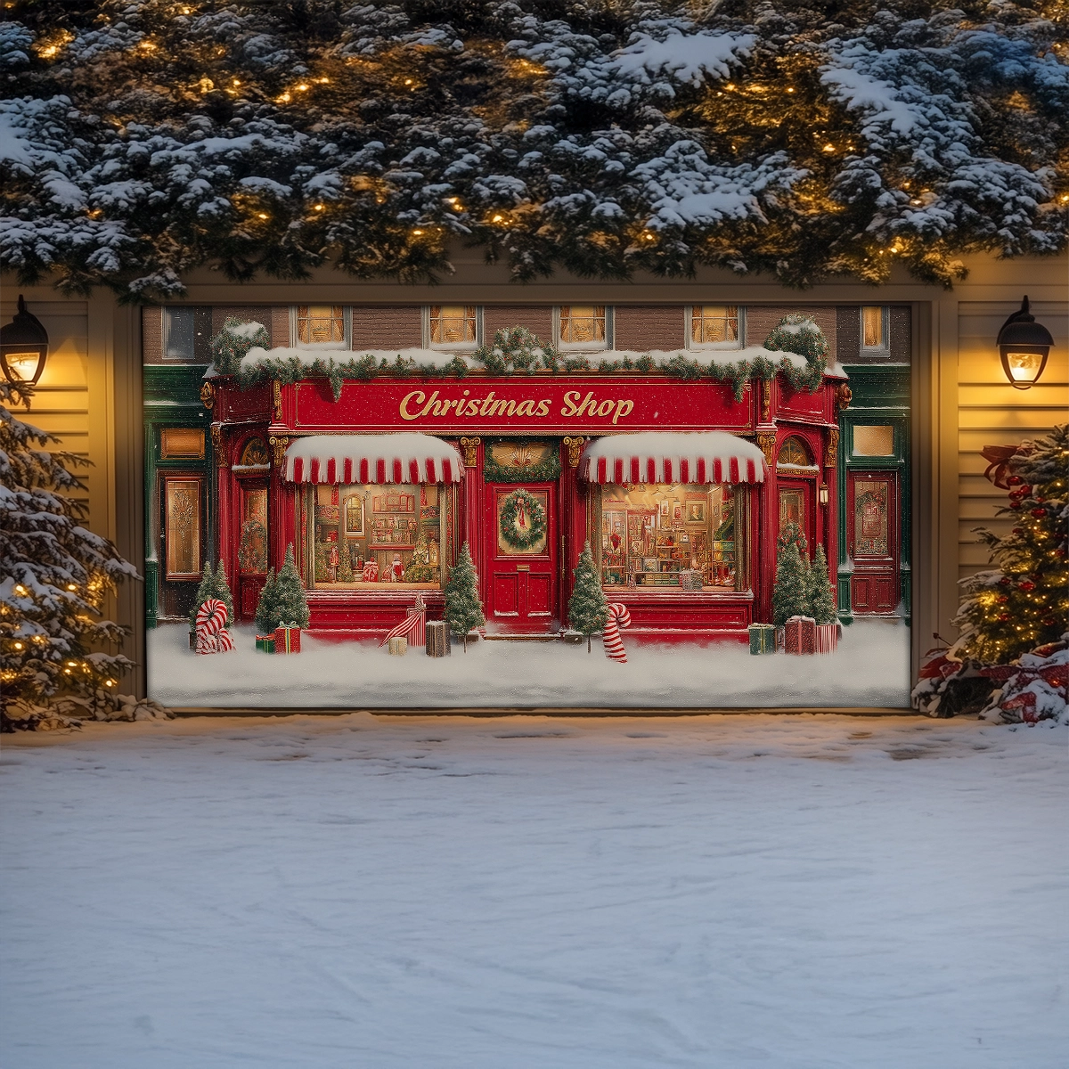 Shineful Garage Door Banner Decoration Christmas Shoppe Wonderland