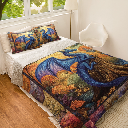 Shineful All Season Quilt 3-Piece Set - Mystic Forest Dragon