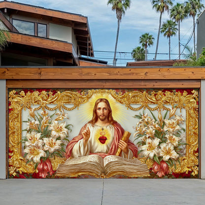 Shineful Garage Door Banner Decoration Sacred Heart