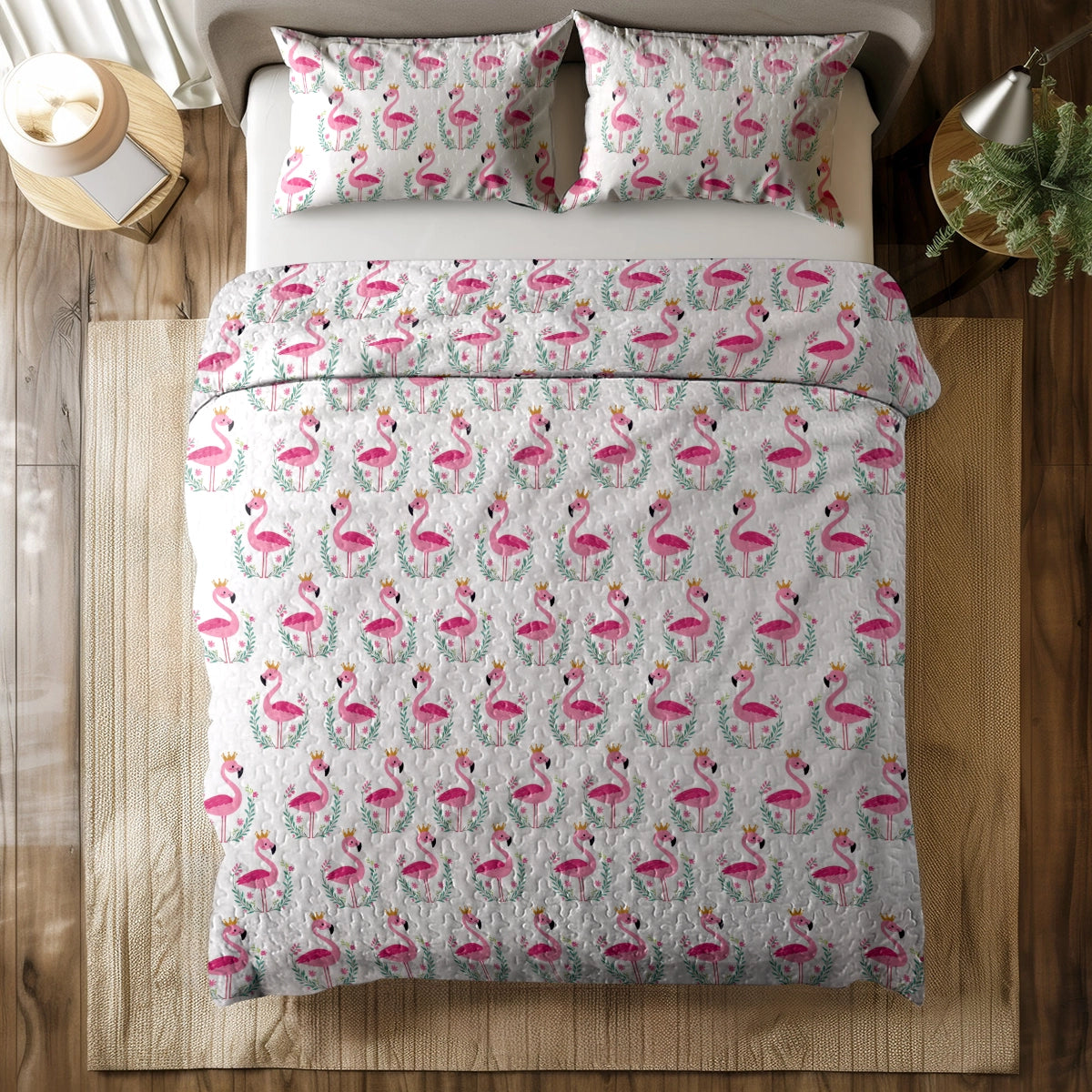 Shineful All Season Quilt 3-Piece Set - Flamingo Royal